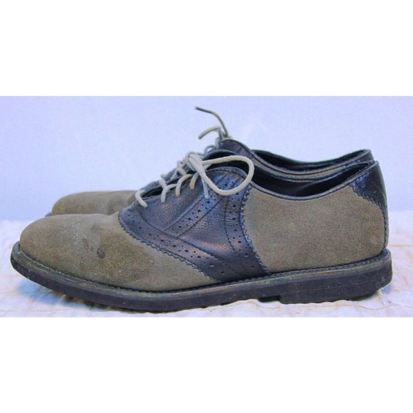 Walk Over Suede Shoes Saddle Grey Black Mens 8.5 Dress Dance Costume Uniform - Picture 1 of 12